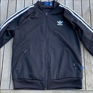 adidas Black Track Jacket with White Stripes